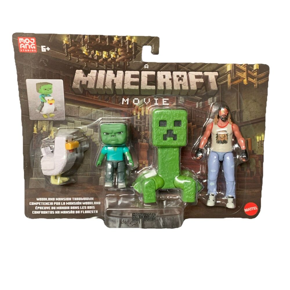 NIB Mattel A Minecraft Movie Woodland Mansion Throwdown Toy Action Figure Jockey - Picture 1 of 4